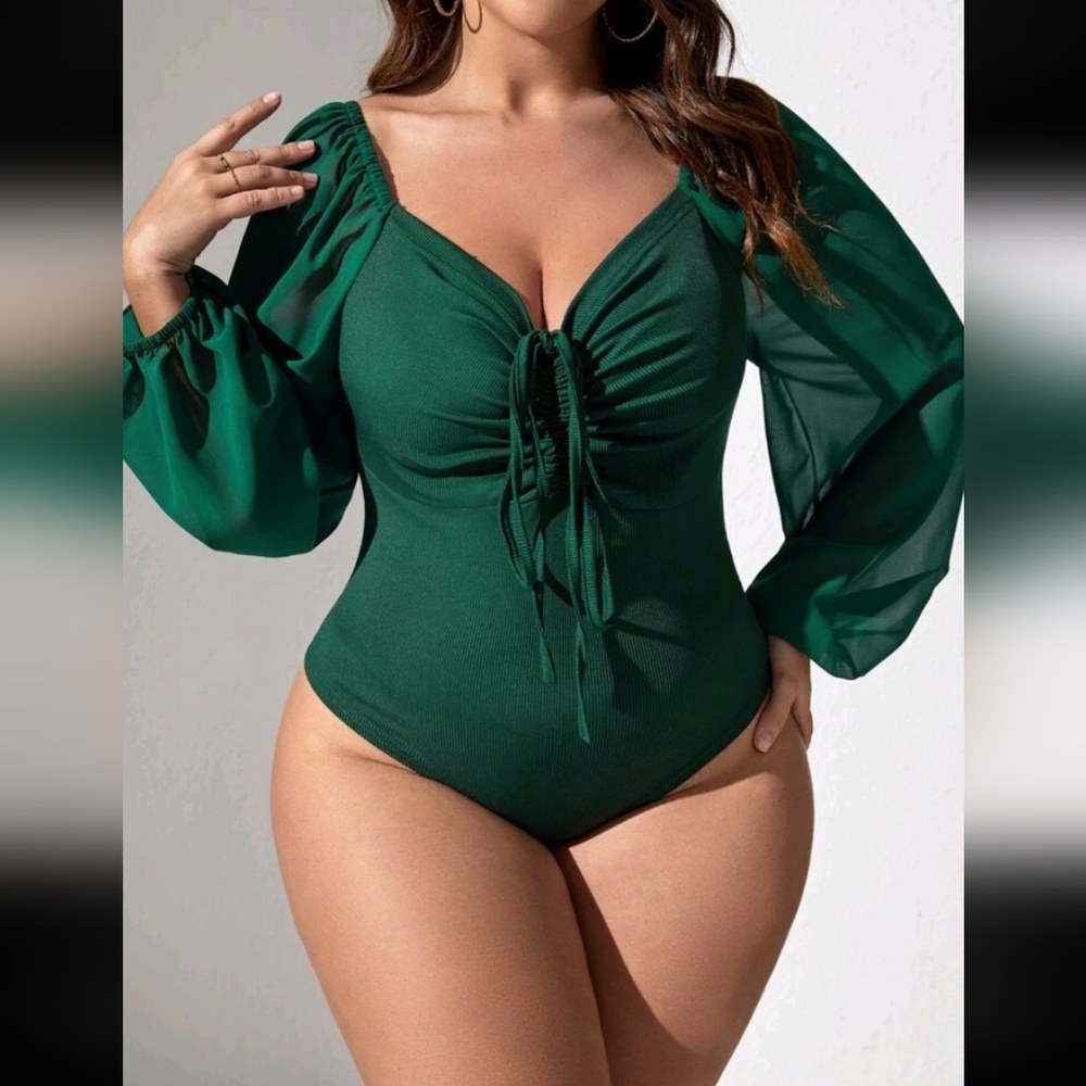 Shein Brand Plus Sweetheart Neck Bodysuit